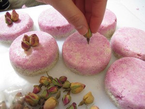 Adding rosebuds to rebatch soap