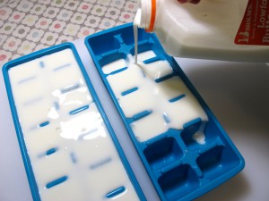 Freezing the buttermilk.