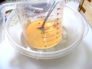 Making a lye solution.