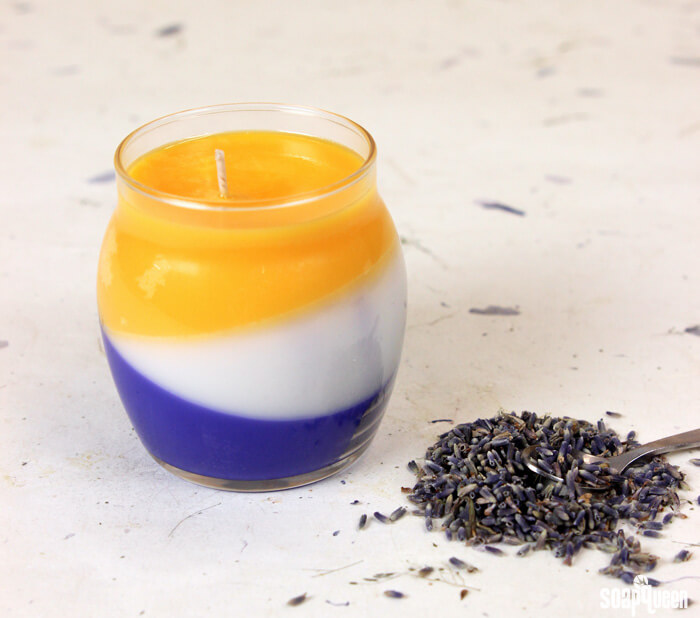 This Lavender and Vanilla Geometric Candle features layer of scents and color to keep your room smelling amazing!