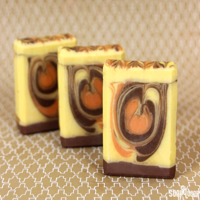 This Pumpkin Spice Swirl Soap is made with real pumpkin puree. Scented with pumpkin spice, this soap is perfect for fall!