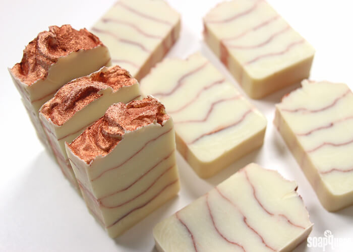 This Spiced Copper Cold Process Soap uses mica to create eye-catching layers. Learn how to make it in this tutorial.