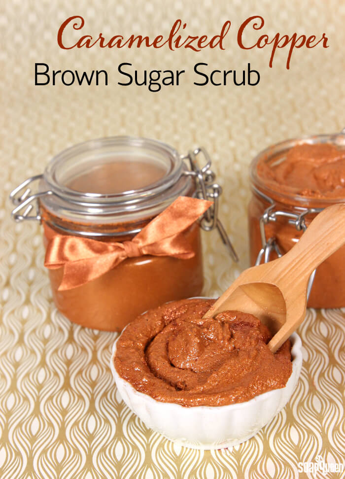 This Caramelized Copper Sugar Scrub is made with avocado butter and lots of sparkle for a hydrating and luxurious feel.