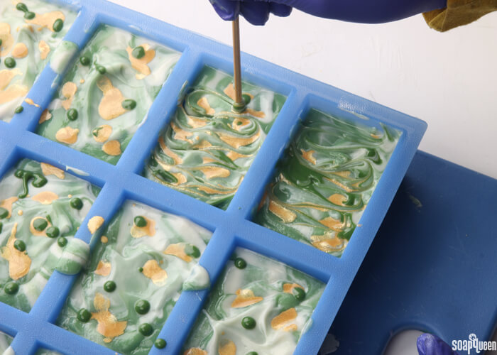 Oil Mica Swirling is a bold soapmaking technique