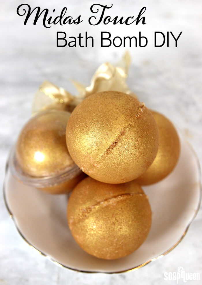 These Midas Touch Bath Bombs are made with skin loving cocoa butter and smell just like a mimosa!