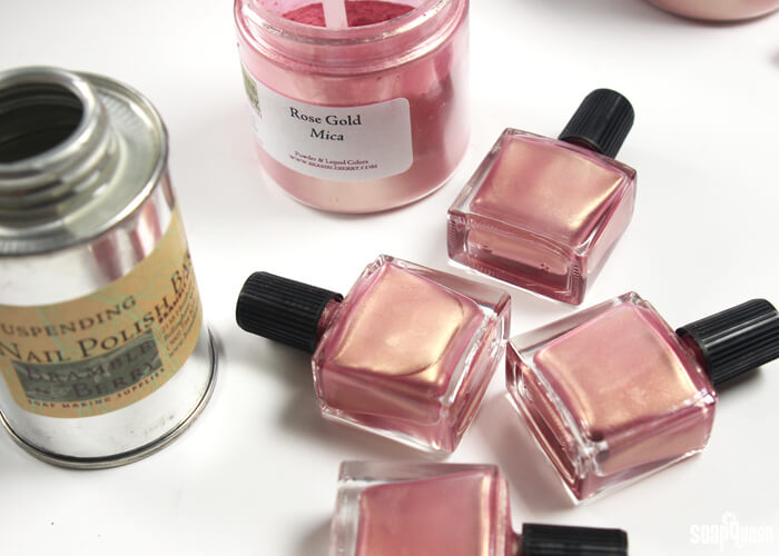 Rose gold mica creates lovely nail polish.