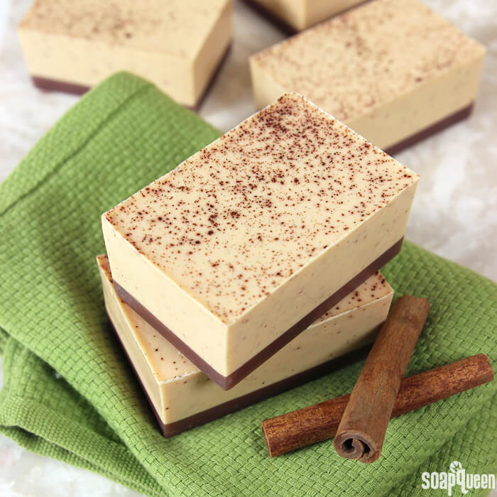 These creamy Pumpkin Pie Soaps smell just like the classic dessert. Real cinnamon and ground pumpkin seeds are added to exfoliate and smooth skin.