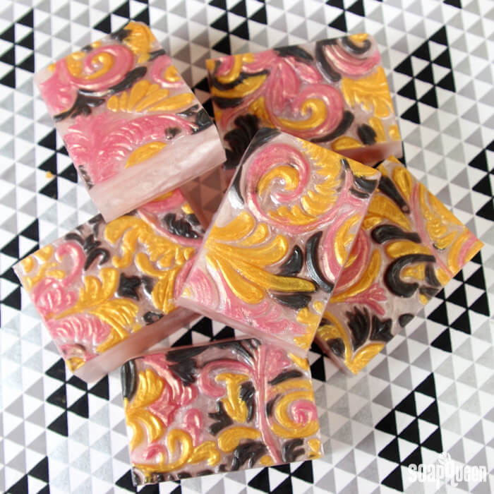 These Romantic Rose Gold Melt and Pour Bars are wonderfully feminine and shimmery. Learn how to make them in this tutorial!