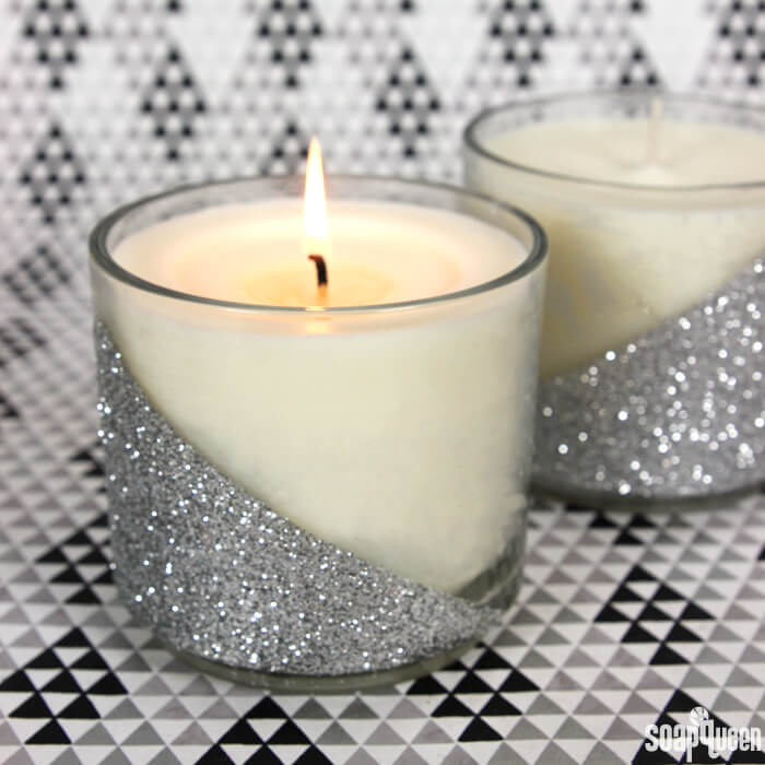 These Silver Glitter Candles are easy to make, and fill your home with a sweet pine scent.