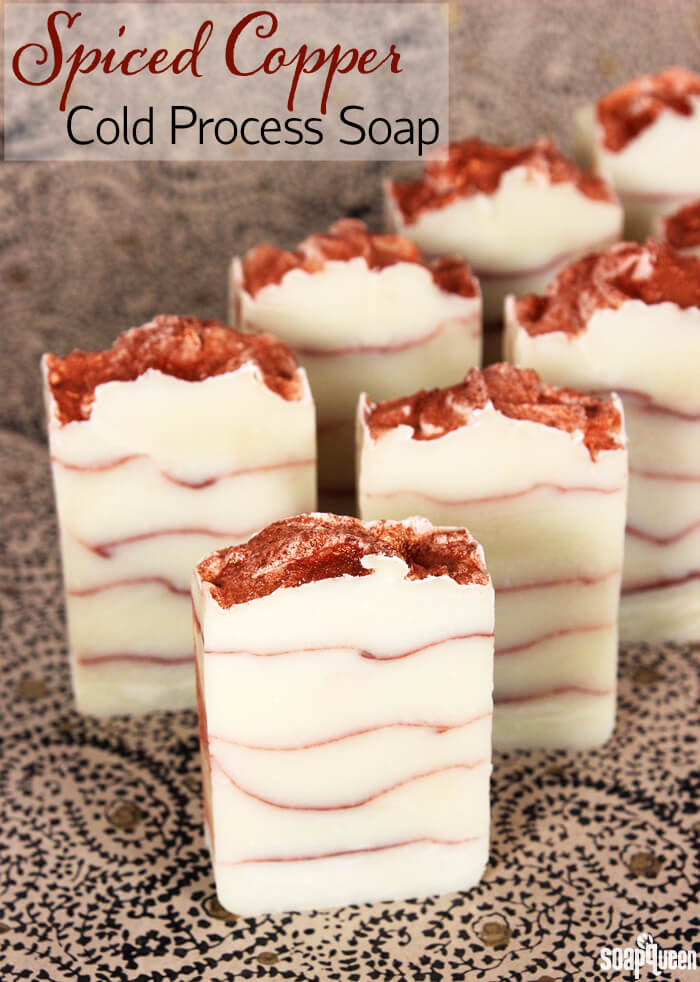 This Spiced Copper Cold Process Soap uses mica to create eye-catching layers. Learn how to make it in this tutorial.