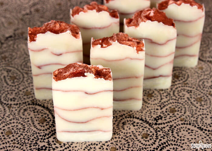 This Spiced Copper Cold Process Soap uses mica to create eye-catching layers. Learn how to make it in this tutorial.