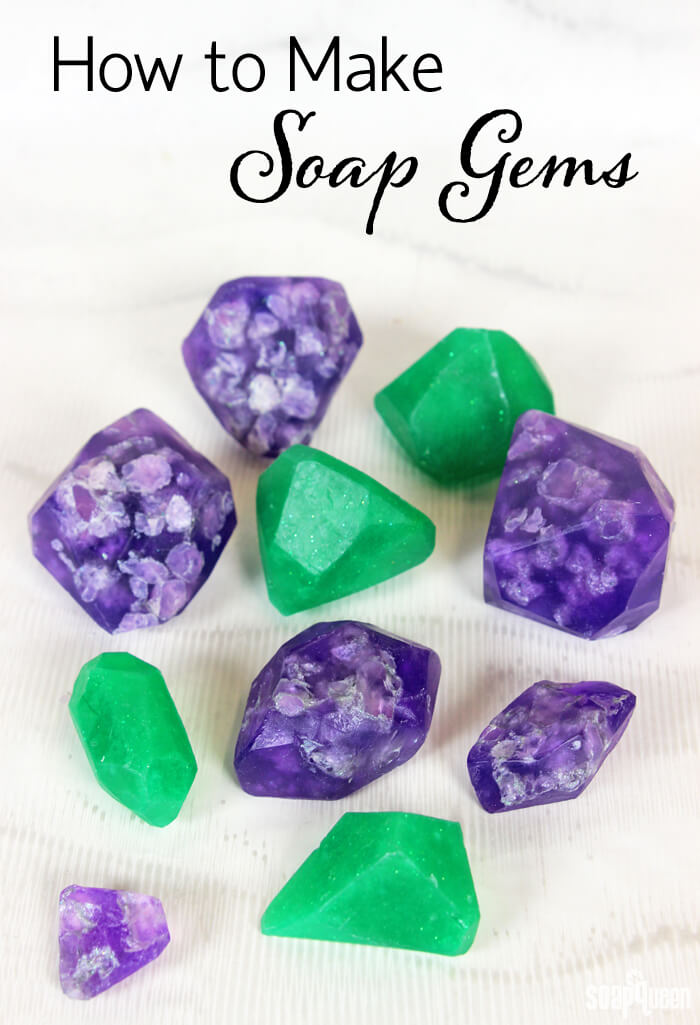 Learn how to make soap gems in this easy video tutorial! Post includes two different techniques to make soap emeralds and amethysts.