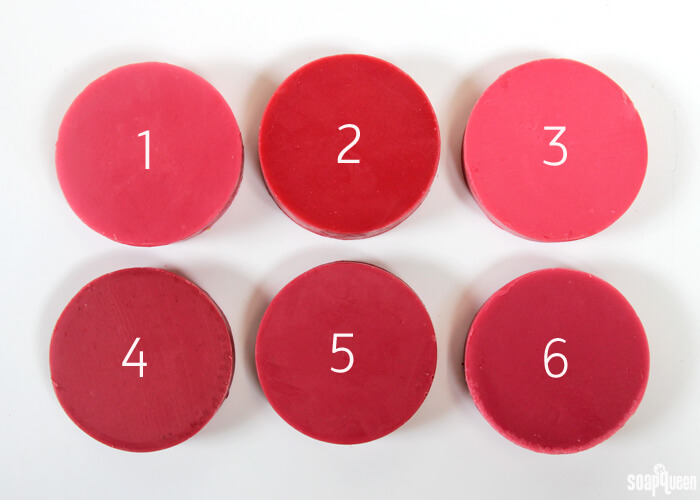 Creating the perfect red shade is difficult in cold process soap. This post includes over 15 color blends to help you find the perfect red for your project.