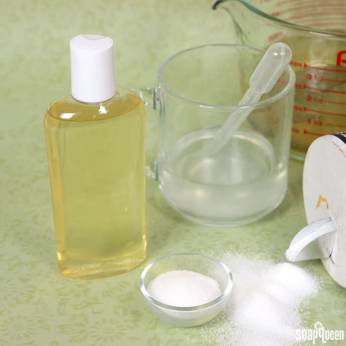 Learn how to thicken liquid soap base with a natural salt solution.