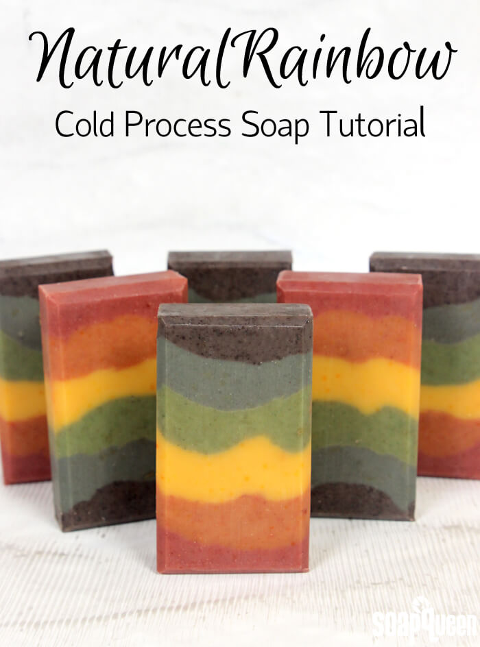 Learn how to create rainbow colored soap using only natural colorants, such as spirulina powder, indigo and madder root powder.