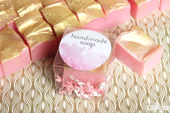 Handmade soap is the perfect wedding favor. Click here to learn how to make 72 bars in as little as two hours. Post includes a free printable to package each bar.