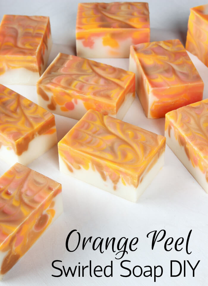 Orange Peel Swirled Soap // Learn how to create this bright and cheery orange soap.