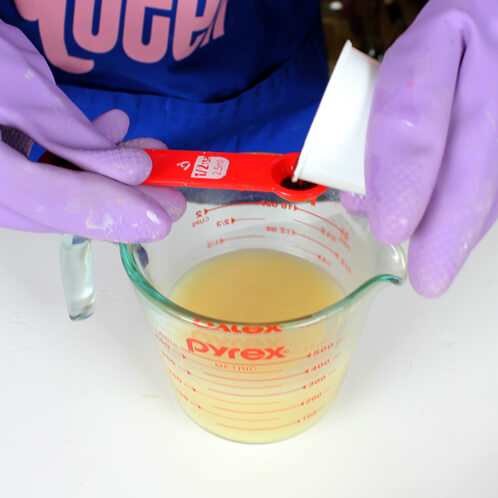 Adding colorant in cold process.