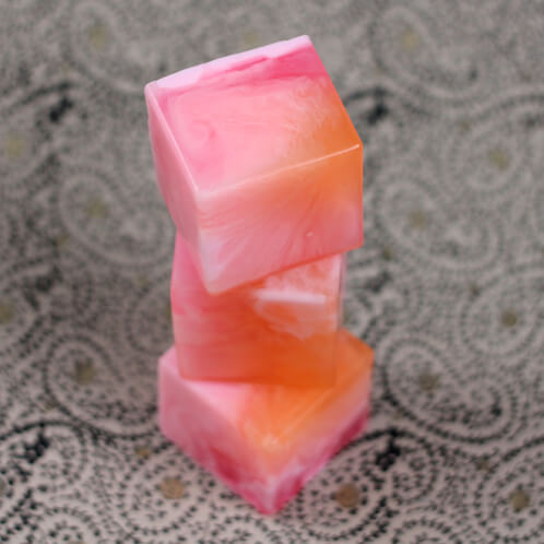 Final picture of sunset pink soap.