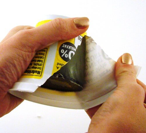 Soap molded in a yoghurt tub