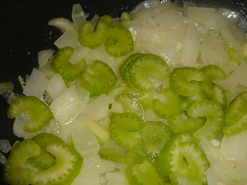 Sauteeing celery and onions DSC06213