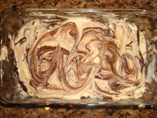 Swirled nutella pound cake batter DSC06467