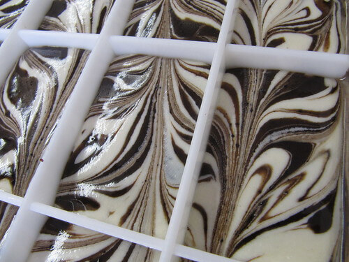 Swirled cold process soap