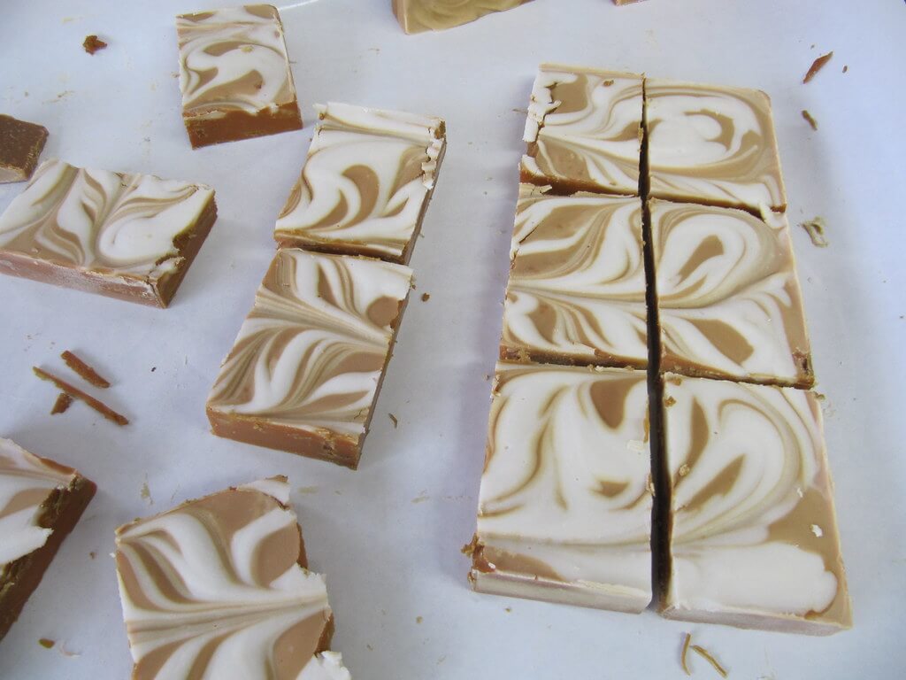 Swirled cold process soap