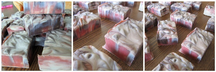 Swirled cold process soap