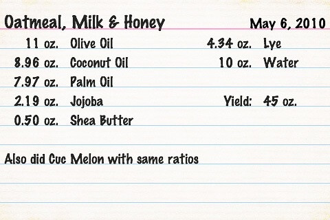 Soapmaking app recipe card