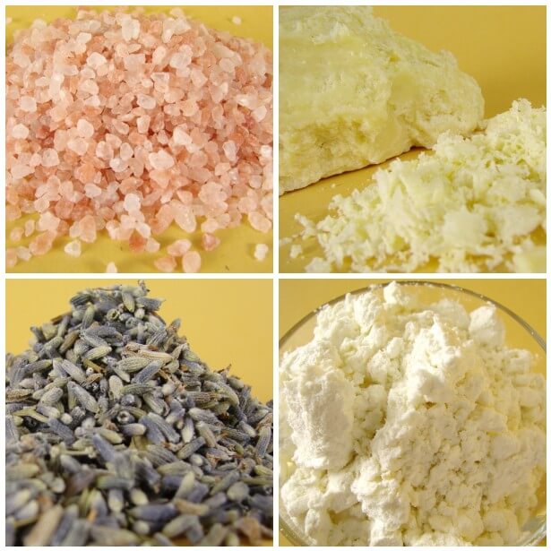 Bath Tea ingredients This bath tea is made with luxurious goat milk, salts and cocoa butter.