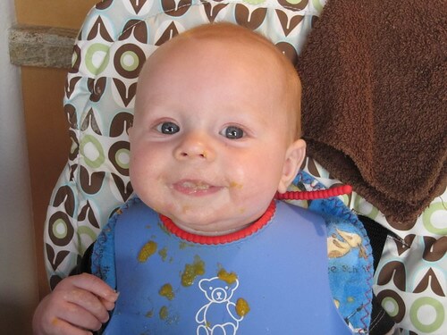 Jamisen eating something messy. Oct 2011