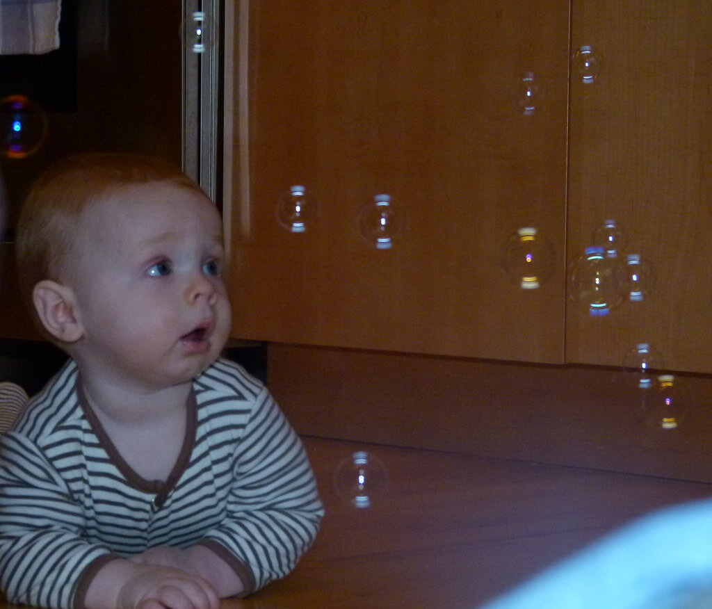 Jamisen playing with soap bubbles! P1050881