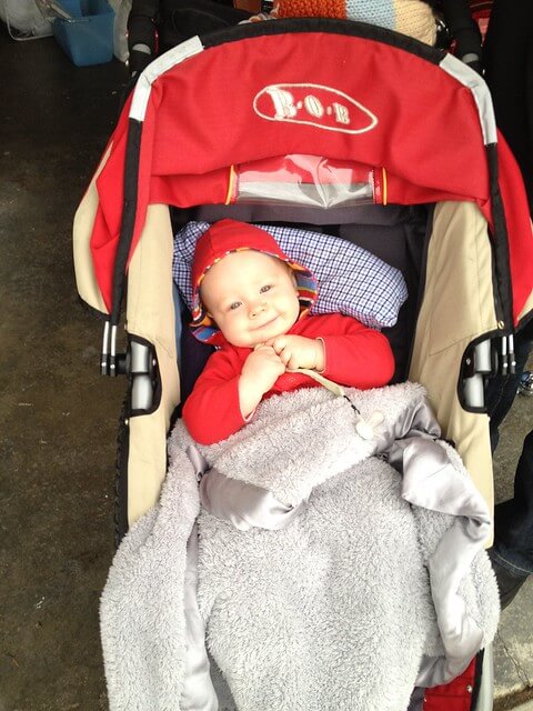 Jamisen in a stroller.