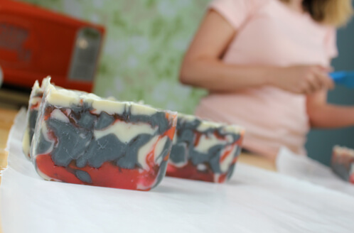 Cold Process soap swirled with Melt and Pour