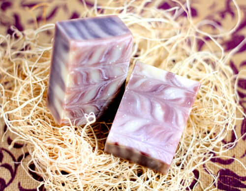 Alkanet swirled cold process soap