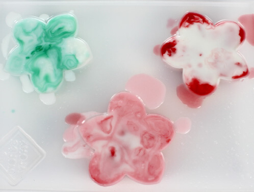 Red, green and pink soaps with the Aloha Soap Kit.