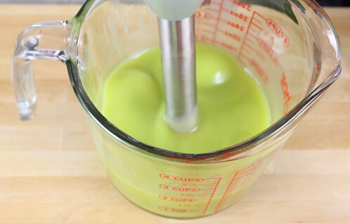 Green colored soap batter.