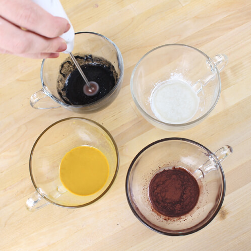 Colorants mixed with oils.
