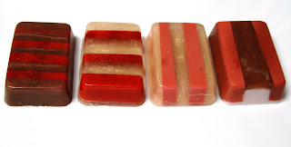 Testing red colorants in melt and pour soap