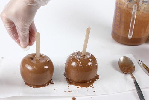 Sprinkling our soap apples with salt for a candy look These Caramel Apple Soaps look and smell just like the real thing!