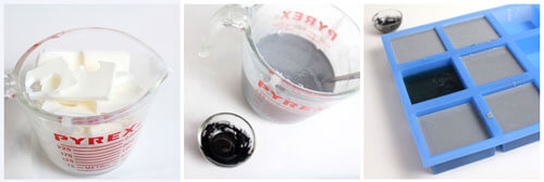 Remelt Shea, mix Activated Charcoal and pour grey layer