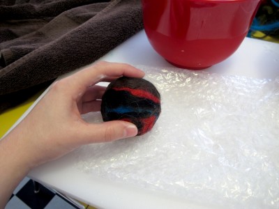 felting using bubble warp