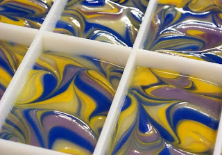 Swirled cold process soap
