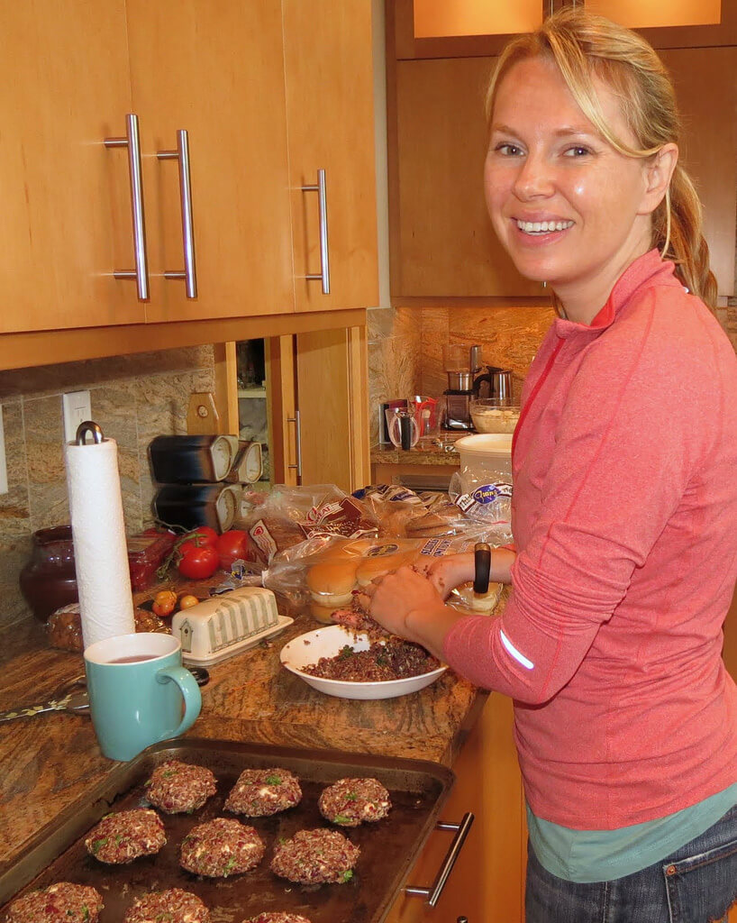 Anne-Marie forming Quinoa Feta Burger pattys Anne-Marie forming Quinoa Feta Burger pattys