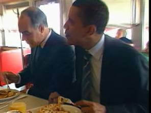 President Obama eating waffles