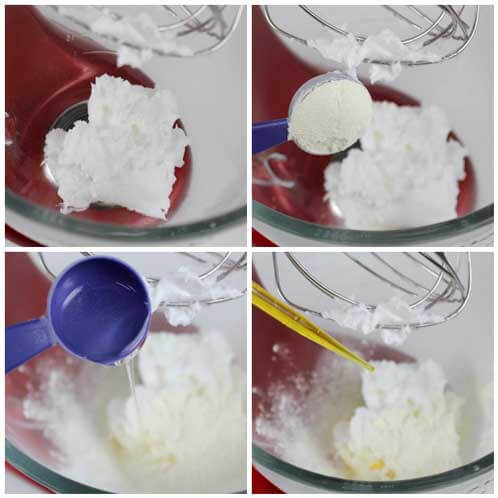 Making foaming bath whip frosting for soap cupcakes