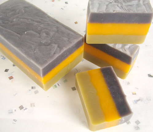 Herb infusion coloured soap