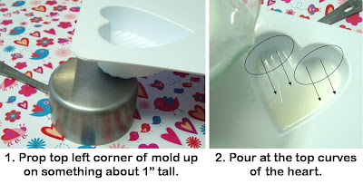 Making ombre heart soap