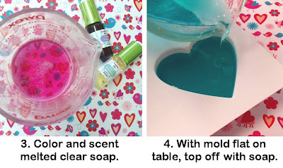 Making ombre heart soap